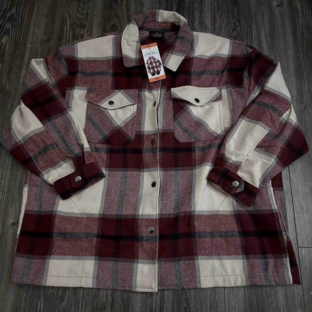 HFX plaid shirt jacket size XXL new